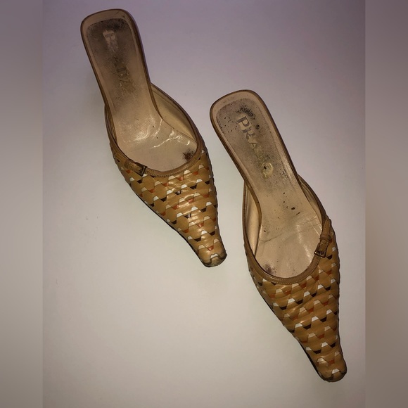 Vintage Prada Woven Kitten Heel Slides/Mules Sz 7M - Picture 4 of 8